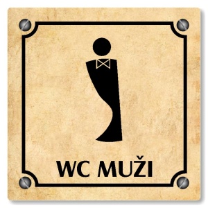 WC muži, 100x100mm, pergamen, Kansas